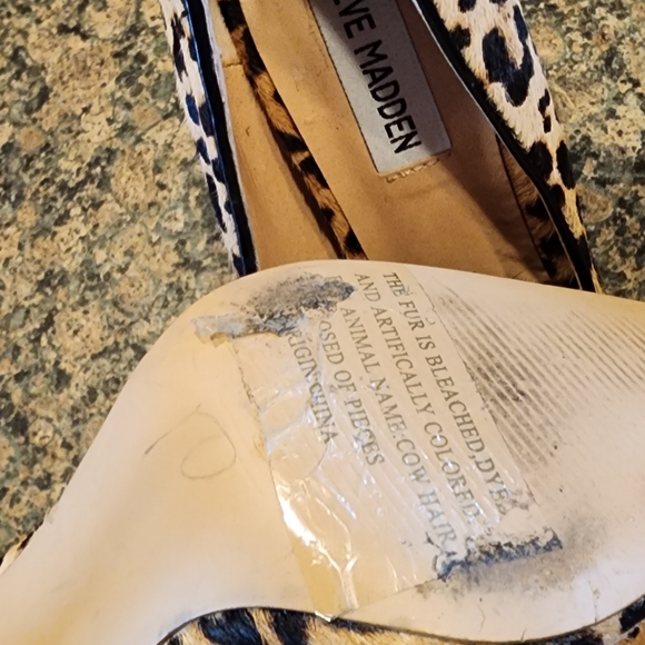 Steve Madden Real Fur Leopard Print Heels, Size 7M - Picture 5 of 7